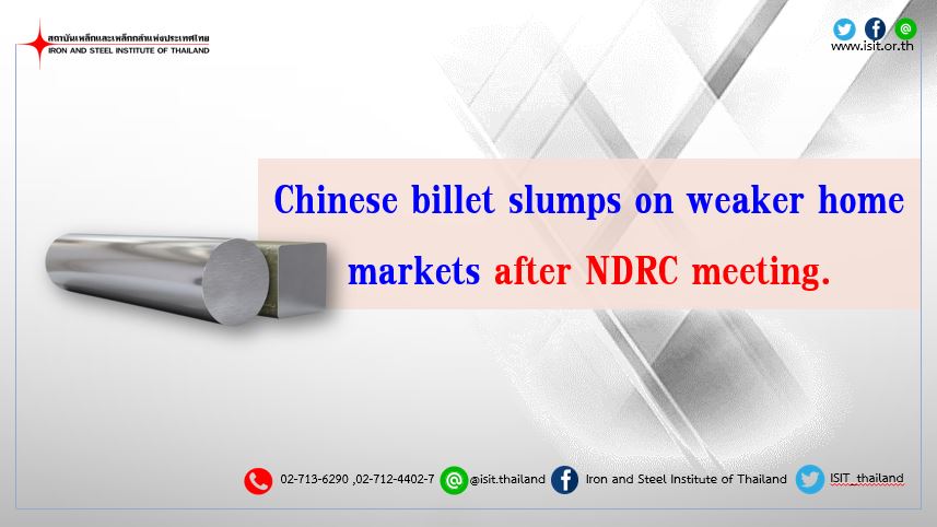 Chinese billet slumps on weaker home markets after NDRC meeting